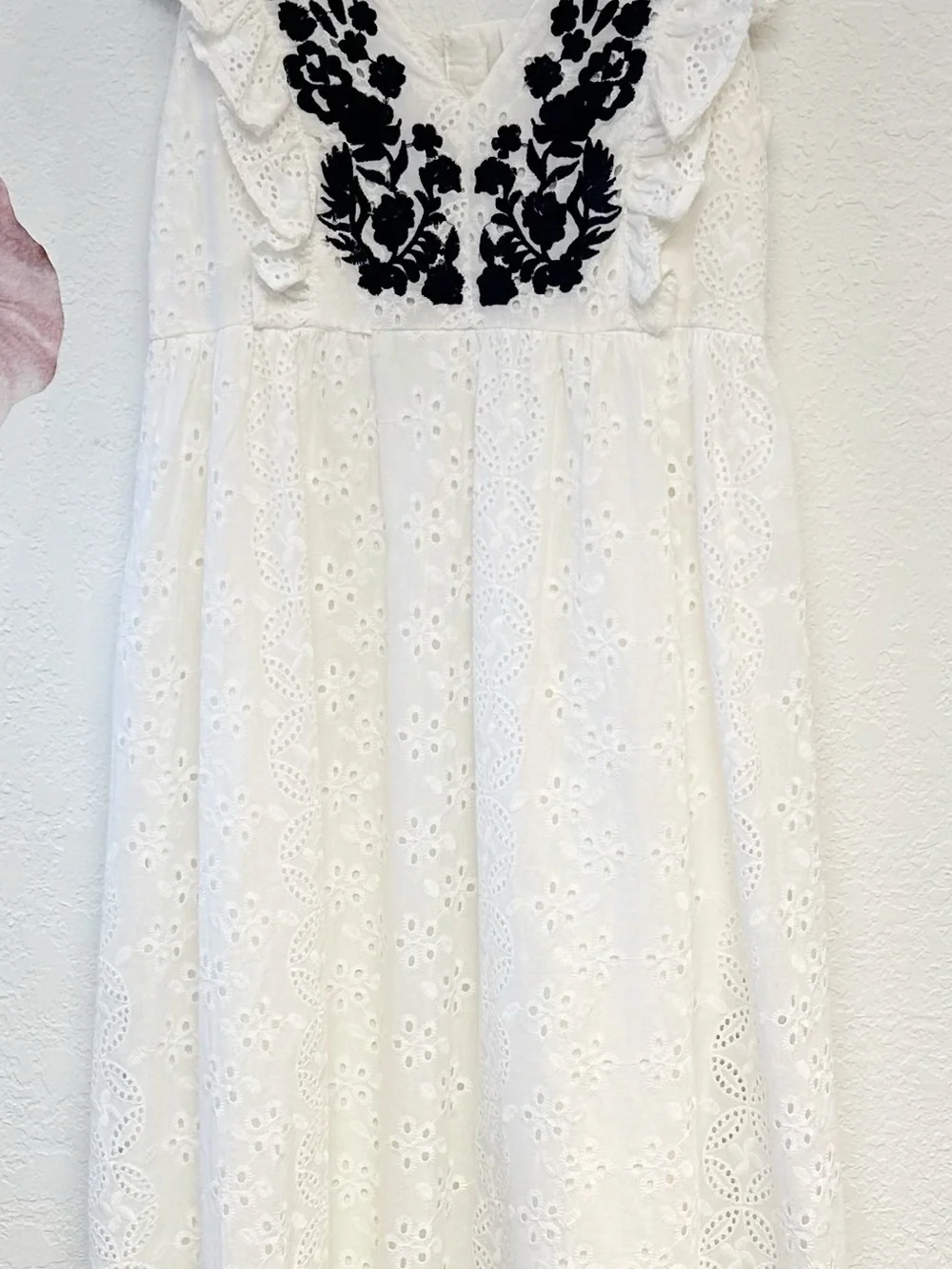 Allison New York Anthropologie white Eyelet Navy Embroidered Midi Dress XSmall - Picture 7 of 14